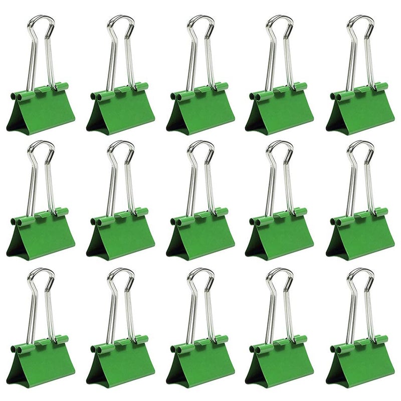 JAM PAPER Colorful Binder Clips - Medium - 1 1/4 Inch (32 mm) - Green Binderclips - 15/Pack - Image 2